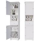 Armário de banheiro Viaozutis Tall Storage 2 portas 2 gavetas branco Armário de banheiro Viaozutis Tall Storage 2 portas 2 gavetas branco