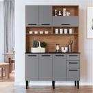 Armário de Cozinha 140cm 7 Portas 2 Gavetas com Nichos Nicole IRM Móveis