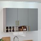 Armário de Cozinha 3 Portas 120cm Nicho Garrafeiro 100% MDF Dobradiças Slow Motion Essence Itatiaia Cinza/Fendi/Gris