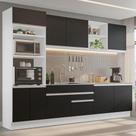 Armário De Cozinha 310cm Branco/Preto 02 Branco/Preto