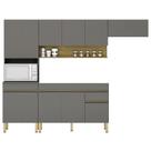 Armário de Cozinha 4 peças Balcão sem Tampo 150cm Lina14 K02 Gris/Freijó - Mpozenato