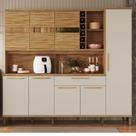 Armário de Cozinha 8 Portas 1 Gaveta Touriga Amêndoa/Off White Móveis Ronipa