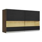 Armário de Cozinha Aéreo 120 cm 2 Portas com Vidro Rustic/Preto Glamy Madesa