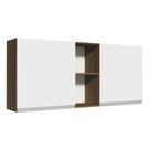 Armário de Cozinha Aéreo 150 cm 2 Portas e 2 Nichos Rustic/Branco Glamy Madesa