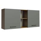 Armário de Cozinha Aéreo 150 cm 2 Portas e 2 Nichos Rustic/Cinza Agata Madesa