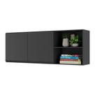 Armário De Cozinha Aéreo 150cm 2 Portas Veneza Multimóveis V3741 Preto Preto