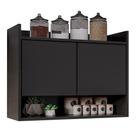 Armário de Cozinha Aéreo 71cm 2 Portas 1 Nicho Ceci M24 Preto - Mpozenato
