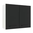 Armário de Cozinha Aéreo 80 cm 2 Portas Branco/Preto Agata Madesa