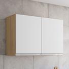 Armário de Cozinha Aéreo 80cm Com 2 Portas Andréia Amêndoa/Branco - AJL Móveis