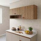 Armário de Cozinha Aéreo com 2 Portas e Nicho 120cm Marti Yescasa Mel/Fendi