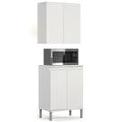 Armário de Cozinha Aéreo e Balcão com Tampo Italy Branco - EJ Móveis Armário de Cozinha Aéreo e Balcão com Tampo Italy Branco - EJ Móveis
