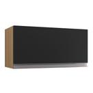 Armário de Cozinha Aéreo Geladeira 60cm 1 Porta Andréia Amêndoa/Preto - AJL Móveis Armário de Cozinha Aéreo Geladeira 60cm 1 Porta Andréia Amêndoa/Preto - AJL Móveis
