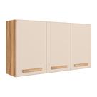 Armario de Cozinha Aéreo Intenza 120cm 3 Portas Freijó/Off White Cristal - Nicioli
