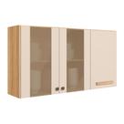 Armario de Cozinha Aéreo Intenza 120cm 3 Portas Freijó/Off White Cristal - Nicioli