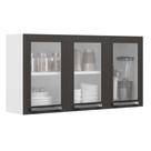 Armário de Cozinha Aéreo Itatiaia Aço 3 Portas Com Vidro Florença Grafite/Branco Armário de Cozinha Aéreo Itatiaia Aço 3 Portas Com Vidro Florença Grafite/Branco