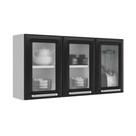 Armário de Cozinha Aéreo Luce Preto 3 Portas 3 Vidros Itatiaia