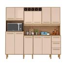 Armário De Cozinha Amanda 11 Portas 2,12mt Amêndoa Off White