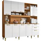 Armário de Cozinha Aramóveis Mega Petra R2000449 espaço para micro-ondas com 208 cm de largura Cinamomo Branco Armário de Cozinha Aramóveis Mega Petra R2000449 espaço para micro-ondas com 208 cm de largura Cinamomo Branco
