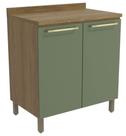 Armário de Cozinha Balcão 2 Portas 80cm com Tampo e Pés M623 Botanic Kappesberg