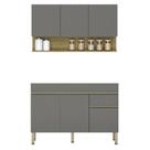 Armário de Cozinha com Balcão sem Tampo 120cm Lina K02 Gris/Freijó - Mpozenato