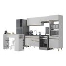 Armário De Cozinha Com Bancada-mesa Gourmet Veneza Multimóveis Mp2174 Branco-dourado Branco-dourado