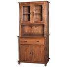Armário de Cozinha com Cristaleira de Vidro e Madeira Antique com 4 Portas e 1 Gaveta - M550630