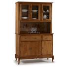 Armário de Cozinha com Cristaleira de Vidro e Madeira Antique com 6 Portas e 2 Gavetas - M560632