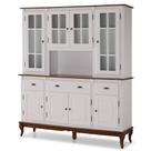 Armário de Cozinha com Cristaleira de Vidro e Madeira Hannover com 8 Portas 3 Gavetas e 1 Nicho - M560807