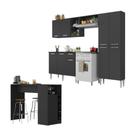 Armário De Cozinha Com Mesa Gourmet Pequim Multimóveis Mp2205 Preto Preto Armário De Cozinha Com Mesa Gourmet Pequim Multimóveis Mp2205 Preto Preto