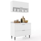 Armário de Cozinha Com Tampo CP01 100cm Pérola Branco Z34 - Mpozenato