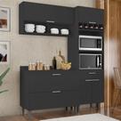 Armário de Cozinha Com Tampo CP02 160cm Pérola Preto Z34 - Mpozenato Armário de Cozinha Com Tampo CP02 160cm Pérola Preto Z34 - Mpozenato