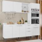 Armário de Cozinha Com Tampo CP02 210cm Pérola Branco Z34 - Mpozenato Armário de Cozinha Com Tampo CP02 210cm Pérola Branco Z34 - Mpozenato