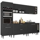 Armário de Cozinha Com Tampo CP07 260cm Pérola Preto Z34 - Mpozenato