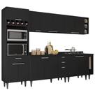 Armário de Cozinha Com Tampo CP07 280cm Pérola Preto Z34 - Mpozenato