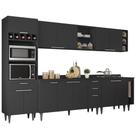 Armário de Cozinha Com Tampo CP07 310cm Pérola Preto Z34 - Mpozenato