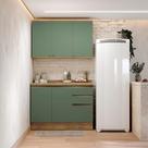 Armário de Cozinha Compacta 100% MDF 120cm Nogueira/Verde Celeste Kappesberg
