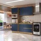 Armário De Cozinha Compacta 100% Mdf 205cm Nogueira/azul Profundo Celeste Kappesberg Armário De Cozinha Compacta 100% Mdf 205cm Nogueira/azul Profundo Celeste Kappesberg