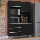 Armário de Cozinha Compacta 120cm 4 Portas Livia Preto - Ajl Móveis