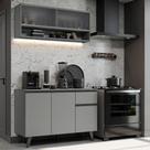 Armário de Cozinha Compacta 120cm Cinza Nice Madesa 02 Armário de Cozinha Compacta 120cm Cinza Nice Madesa 02