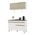Armário De Cozinha Compacta 120cm Com Leds Veneza Up Multimóveis V2013 Branco/dourado Branco/dourado