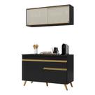 Armário De Cozinha Compacta 120cm Veneza Multimóveis V3688 Preto/dourado Preto/dourado Armário De Cozinha Compacta 120cm Veneza Multimóveis V3688 Preto/dourado Preto/dourado