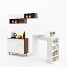 Armário de Cozinha Compacta 150cm 4 Portas 1 Gaveta + Bancada Gourmet 3 Prateleiras Lâmina Mel/Branco - BRV Móveis