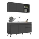 Armário De Cozinha Compacta 150cm Veneza Multimóveis V2142 Preto Preto