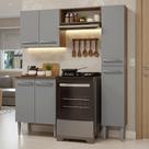 Armário de Cozinha Compacta 156 cm Rustic/Cinza Emilly Madesa 02