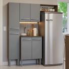 Armário de Cozinha Compacta 156 cm Rustic/Cinza Emilly Madesa 03