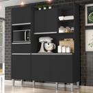 Armário de Cozinha Compacta 160cm 5 Portas Isabel Preto - AJL Móveis