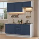 Armário de Cozinha Compacta 180 cm Branco/Azul Vik Madesa 01 Armário de Cozinha Compacta 180 cm Branco/Azul Vik Madesa 01
