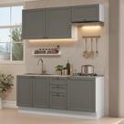 Armário de Cozinha Compacta 180 cm Branco/Cinza Vik Madesa 01 Armário de Cozinha Compacta 180 cm Branco/Cinza Vik Madesa 01