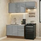Armário de Cozinha Compacta 180 cm Rustic/Cinza Lux Madesa 03 Armário de Cozinha Compacta 180 cm Rustic/Cinza Lux Madesa 03