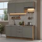 Armário de Cozinha Compacta 180 cm Rustic/Cinza Vik Madesa 01 Armário de Cozinha Compacta 180 cm Rustic/Cinza Vik Madesa 01